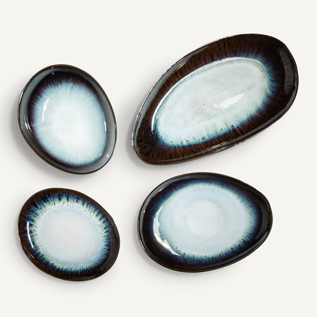 Set of 4 Mytili Stoneware Soup Plates white/midnight blue , AM.PM
