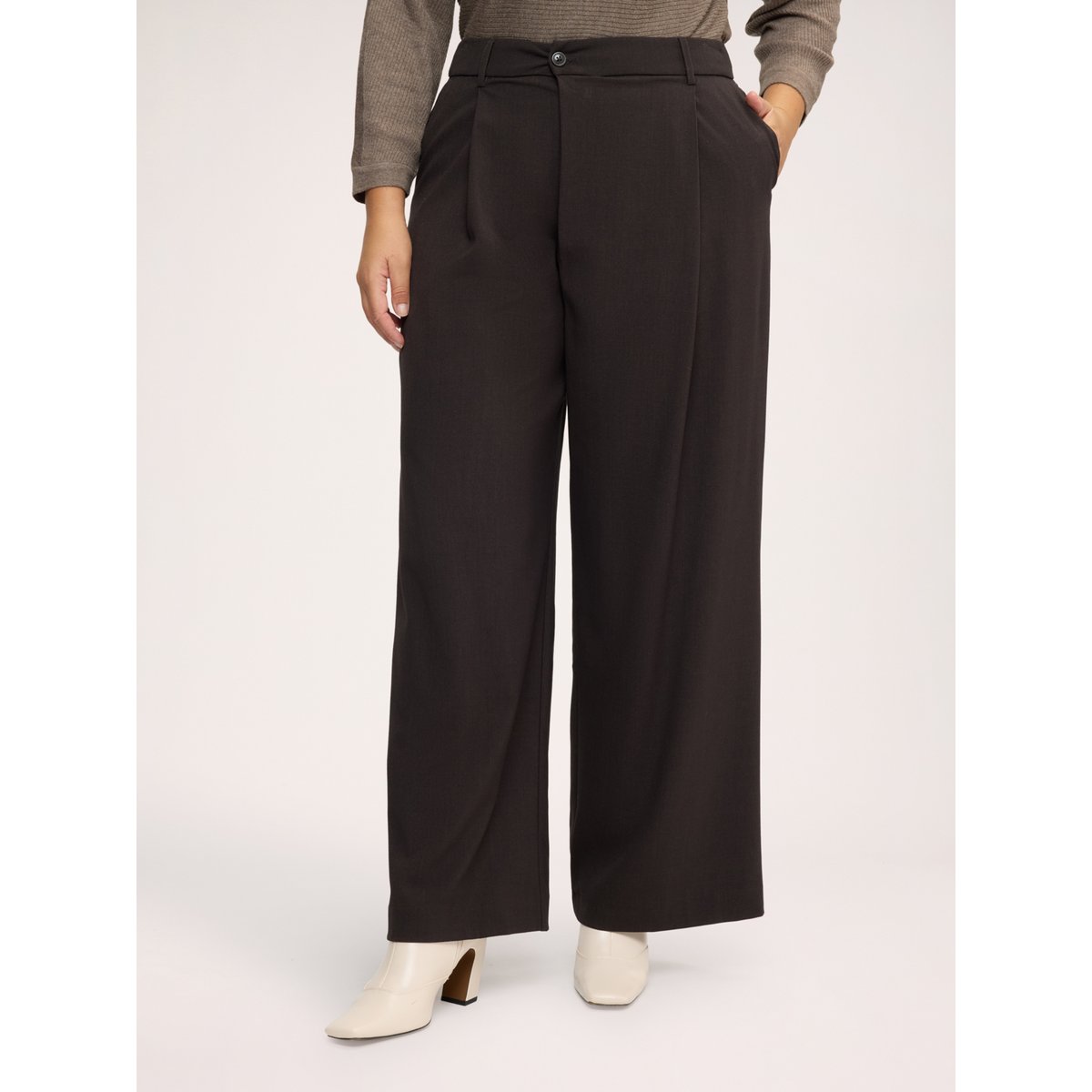 Pantalon palazzo avec fermeture portefeuille marron, FIORELLA RUBINO