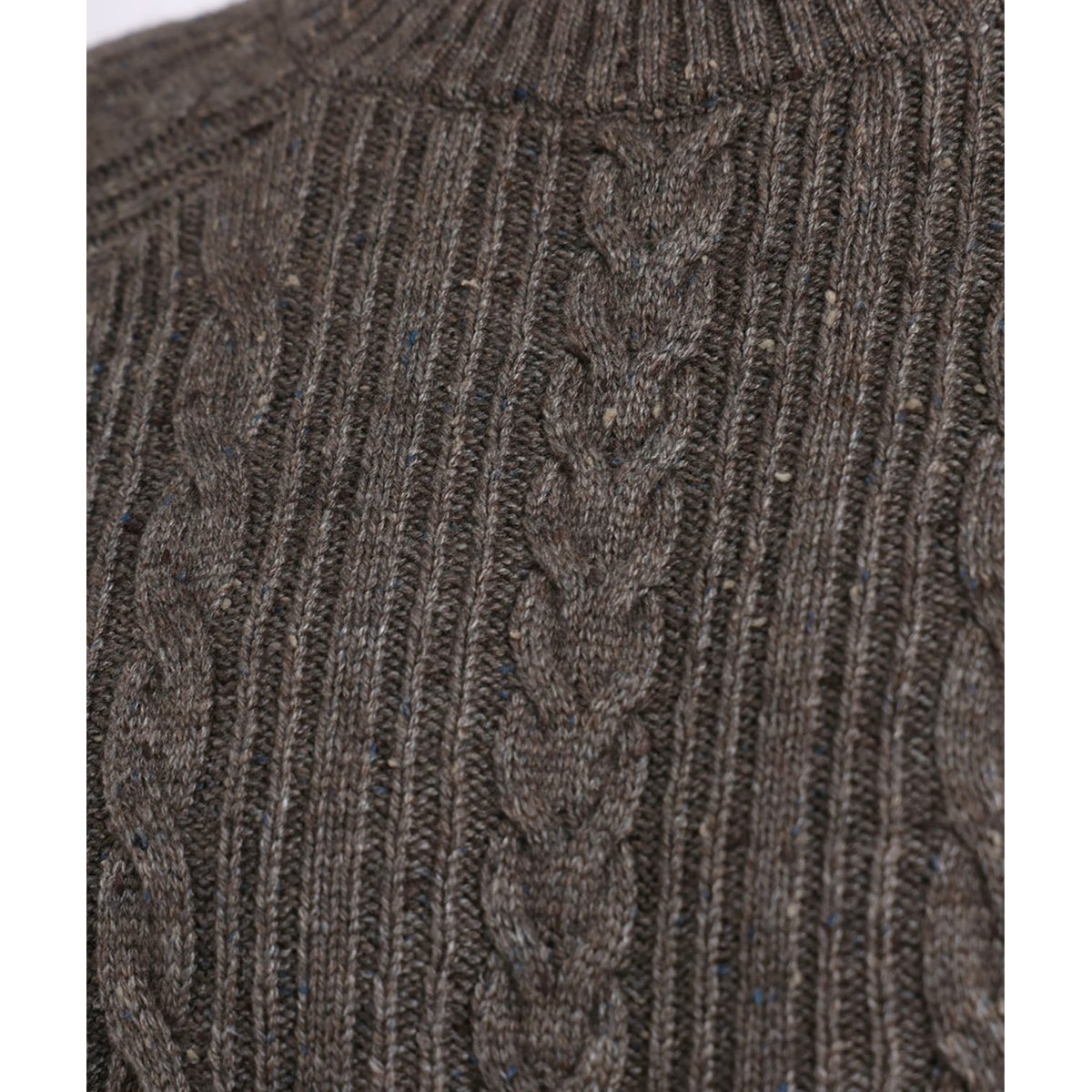 Pull laine torsades col rond CABLE pebble heather, OXBOW