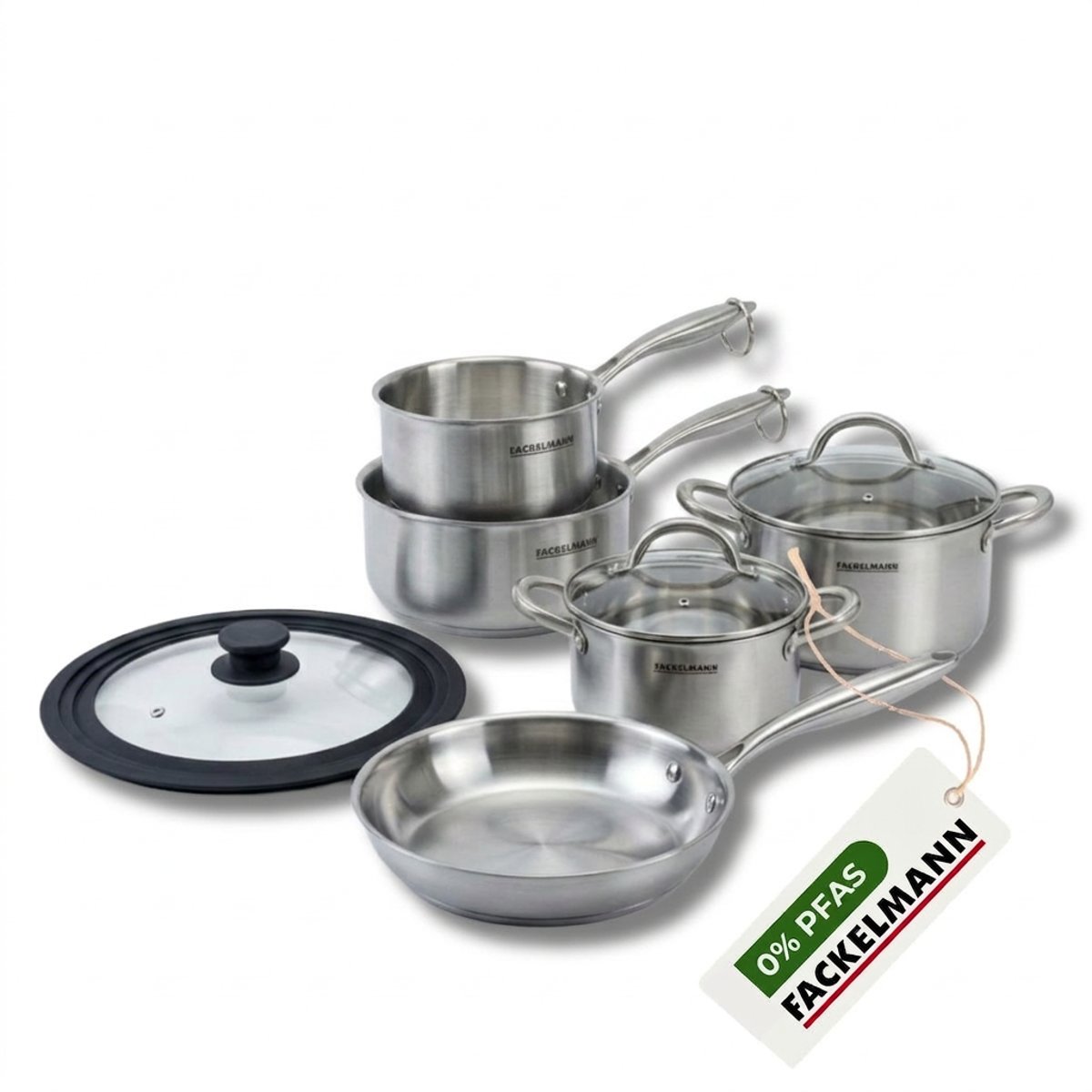 Batterie de cuisine 1 poêle 24cm + 3 casseroles 14/18cm VITA3 gris, FACKELMANN