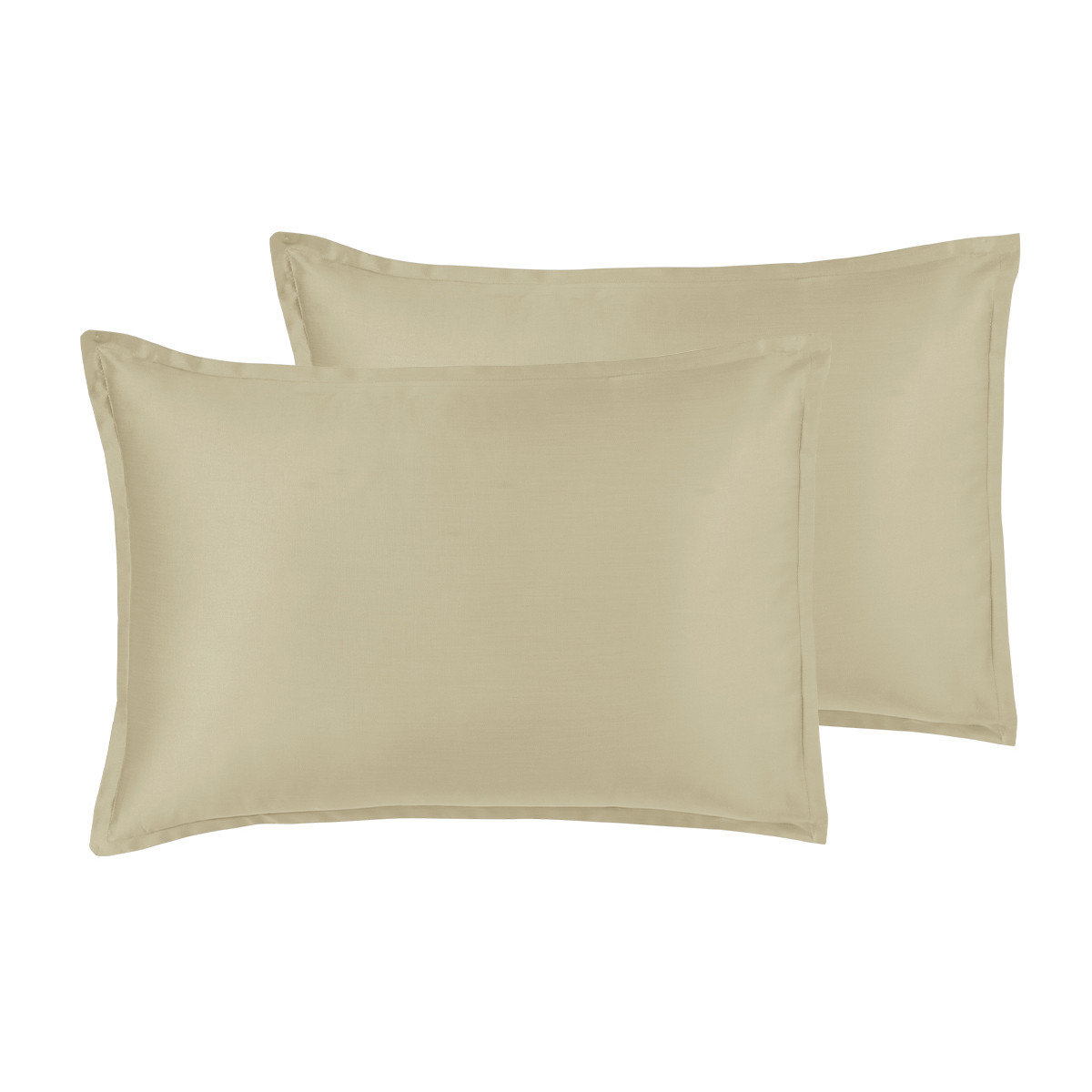 Lot de 2 taies d'oreiller en satin de coton/tencel 200 fils OPERA sable, SENSEI MAISON