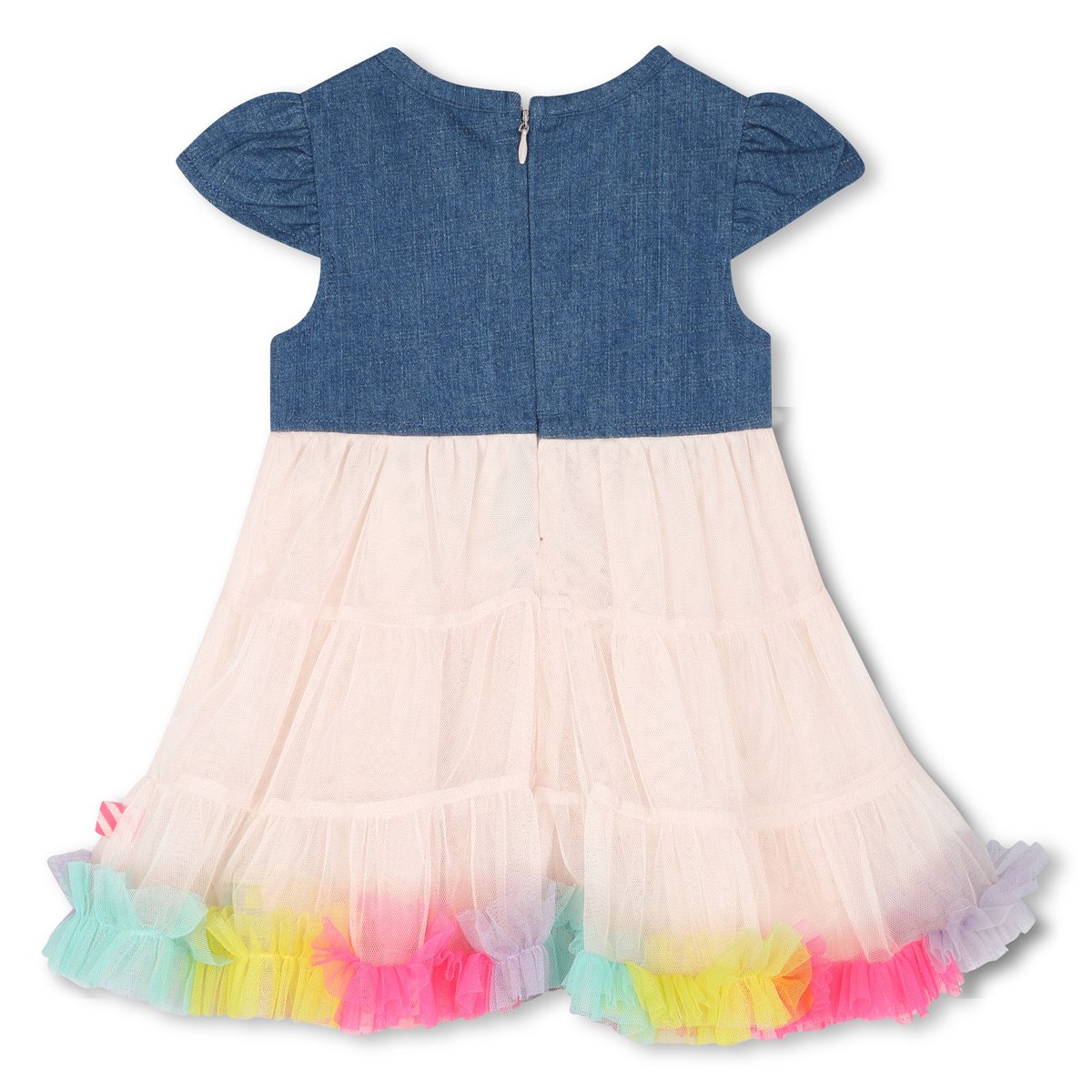 Robe bimatière avec volants denim blue, BILLIEBLUSH