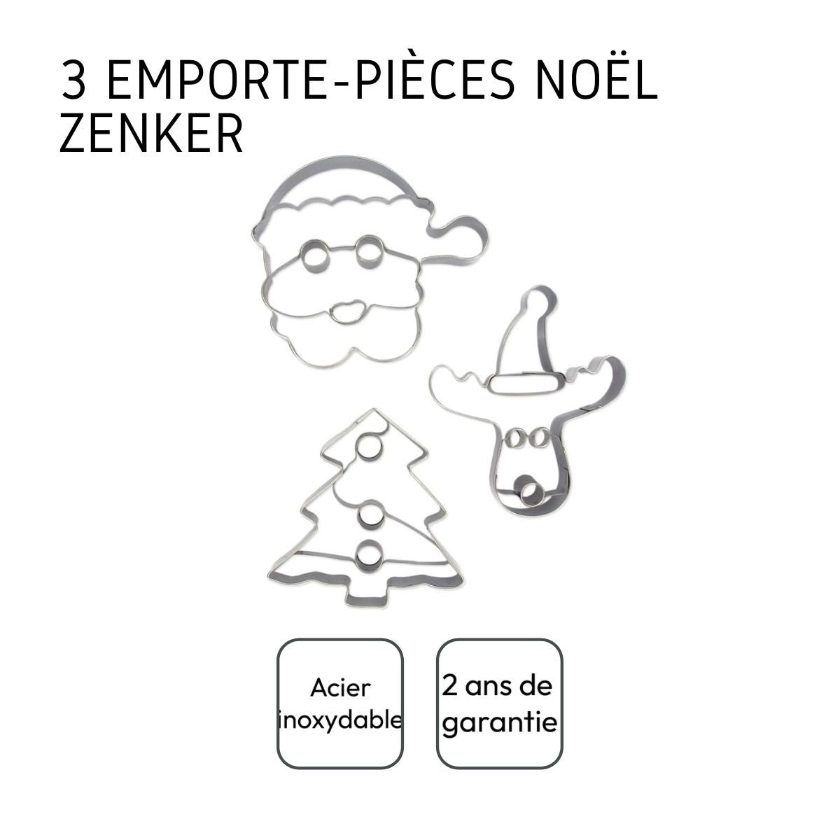 Set de 3 emporte-pièces de Noël inox, ZENKER
