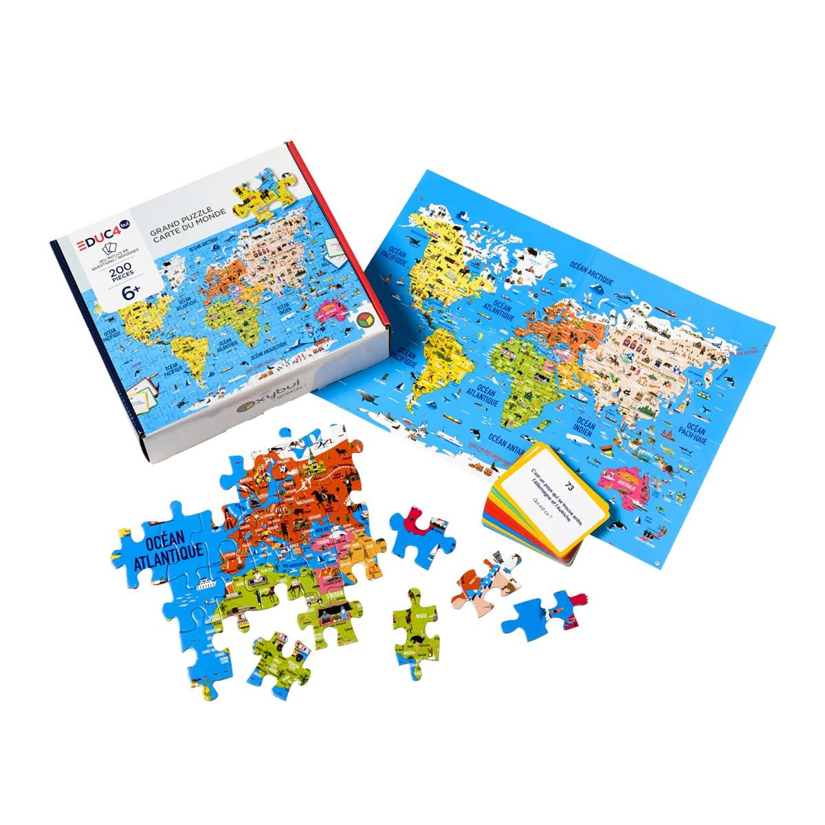 Puzzle du monde 200 pièces blanc, OXYBUL