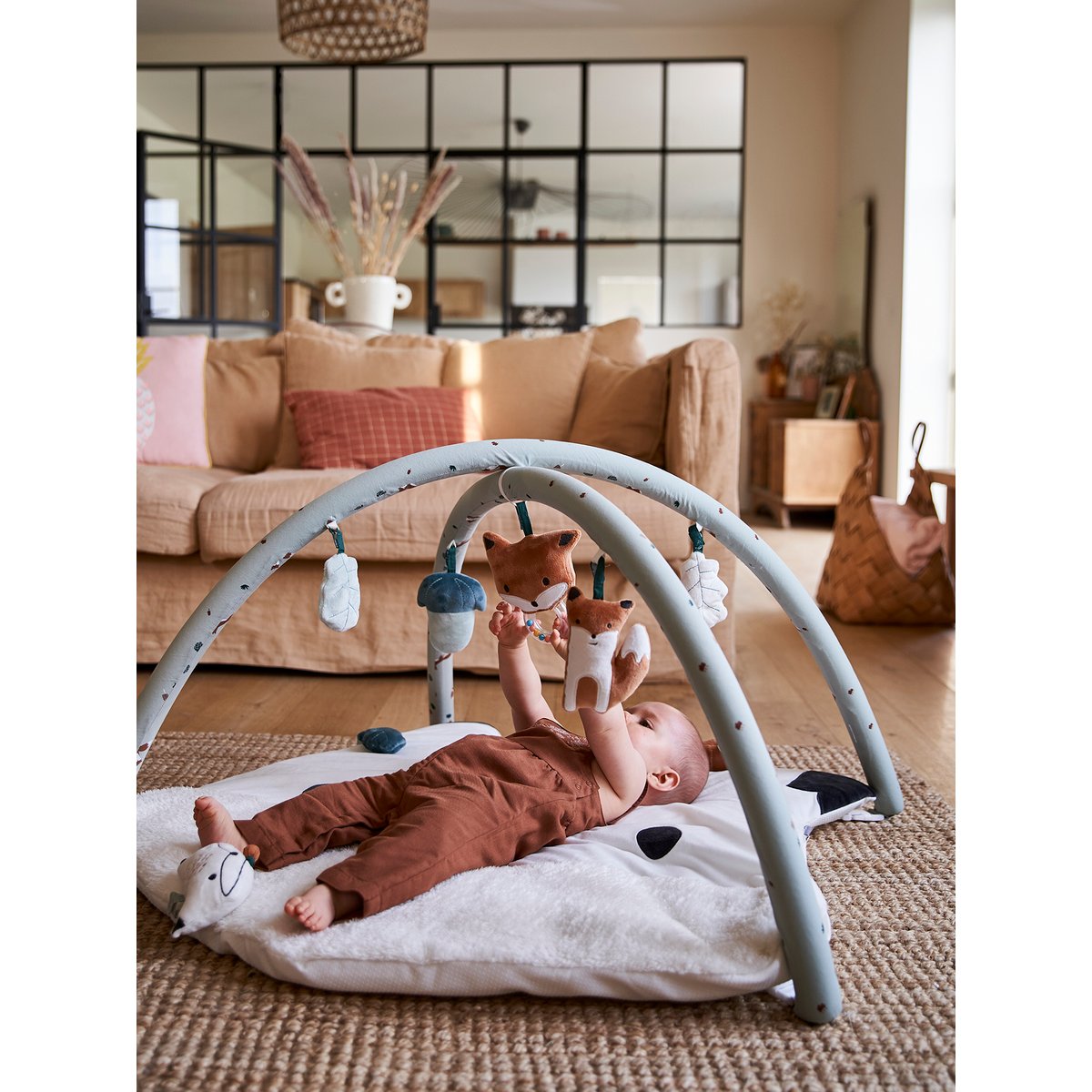 Tapis d'éveil avec arche Renard vert gris, VERTBAUDET