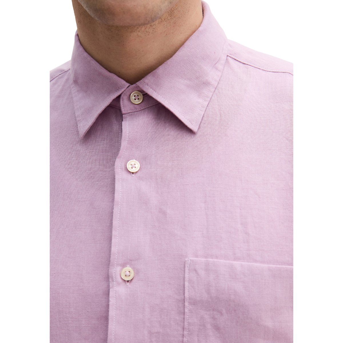 Chemise à col Kent regular en pur lin violett, MARC O'POLO