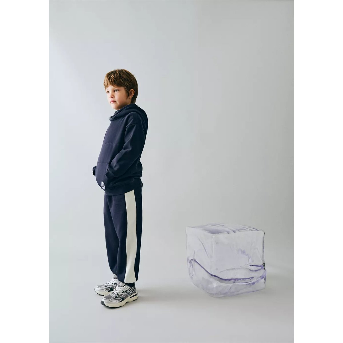 Pantalon jogger bande latérale bleu marine foncé, MANGO BABY