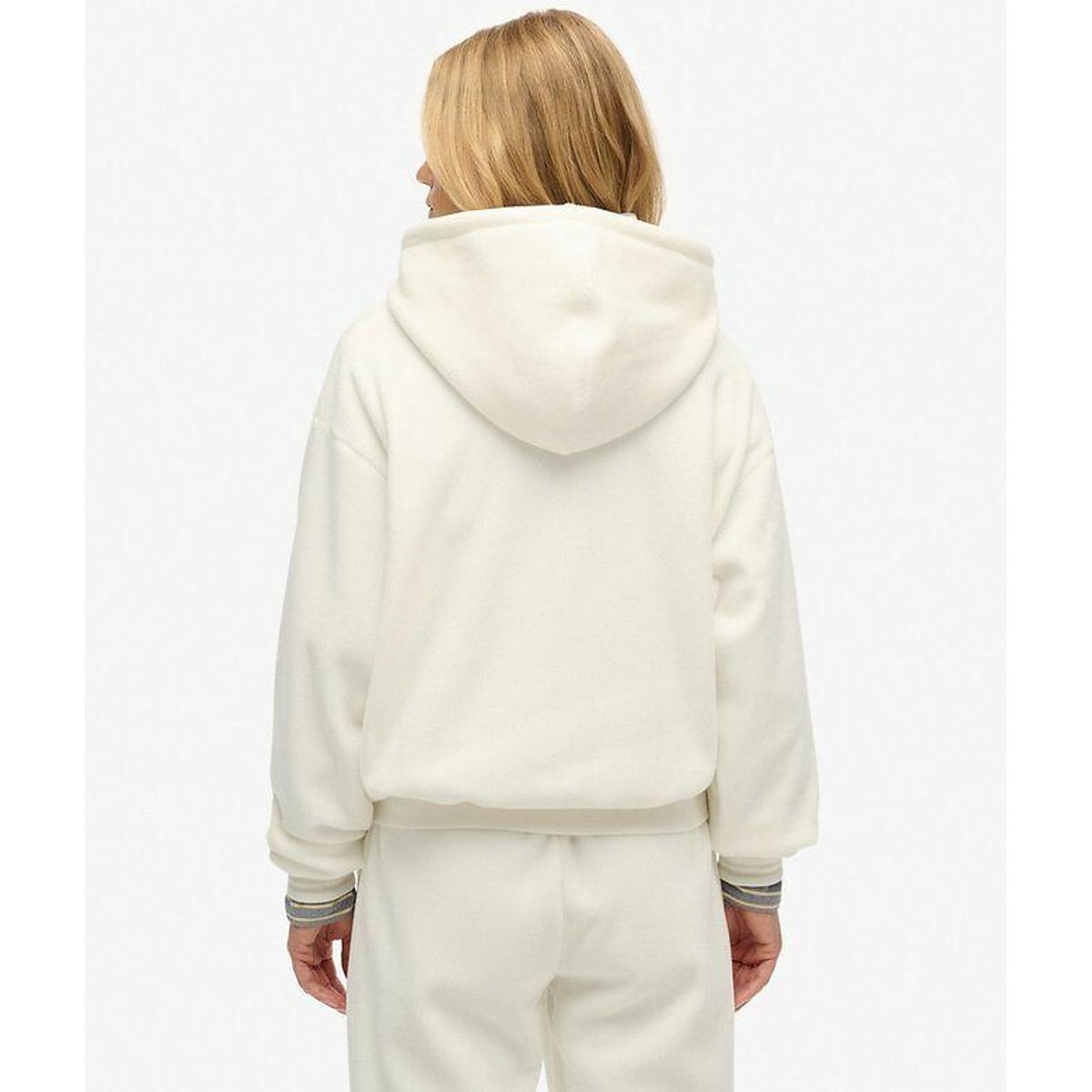 Sweat à capuche velours blanc, SUPERDRY