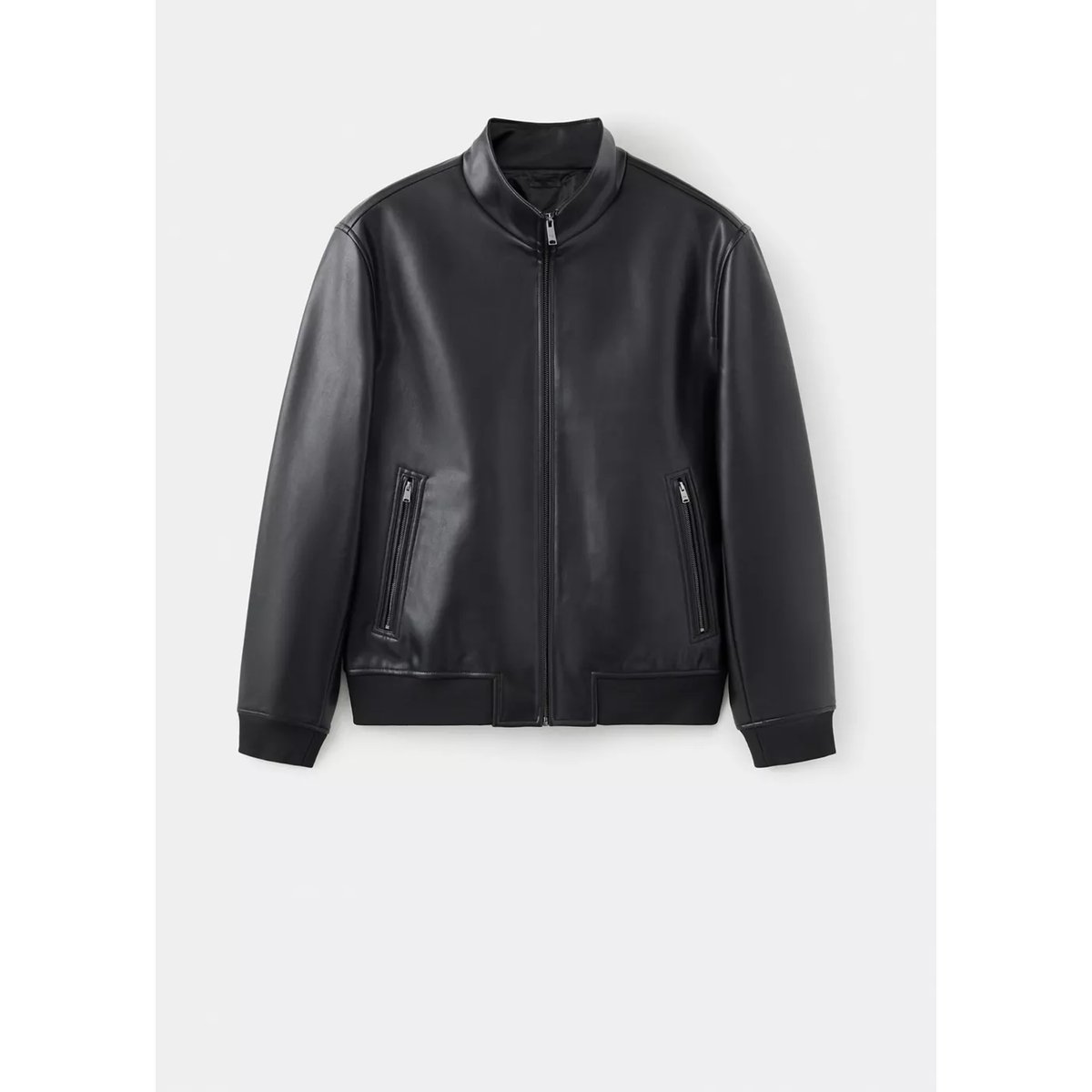 Blouson simili-cuir fermeture Éclair noir, MANGO MAN