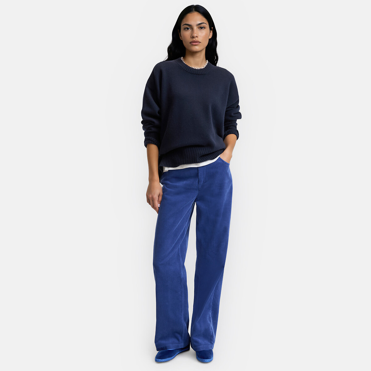 Pull laine et cachemire fabriqué en France bleu marine, LA REDOUTE COLLECTIONS