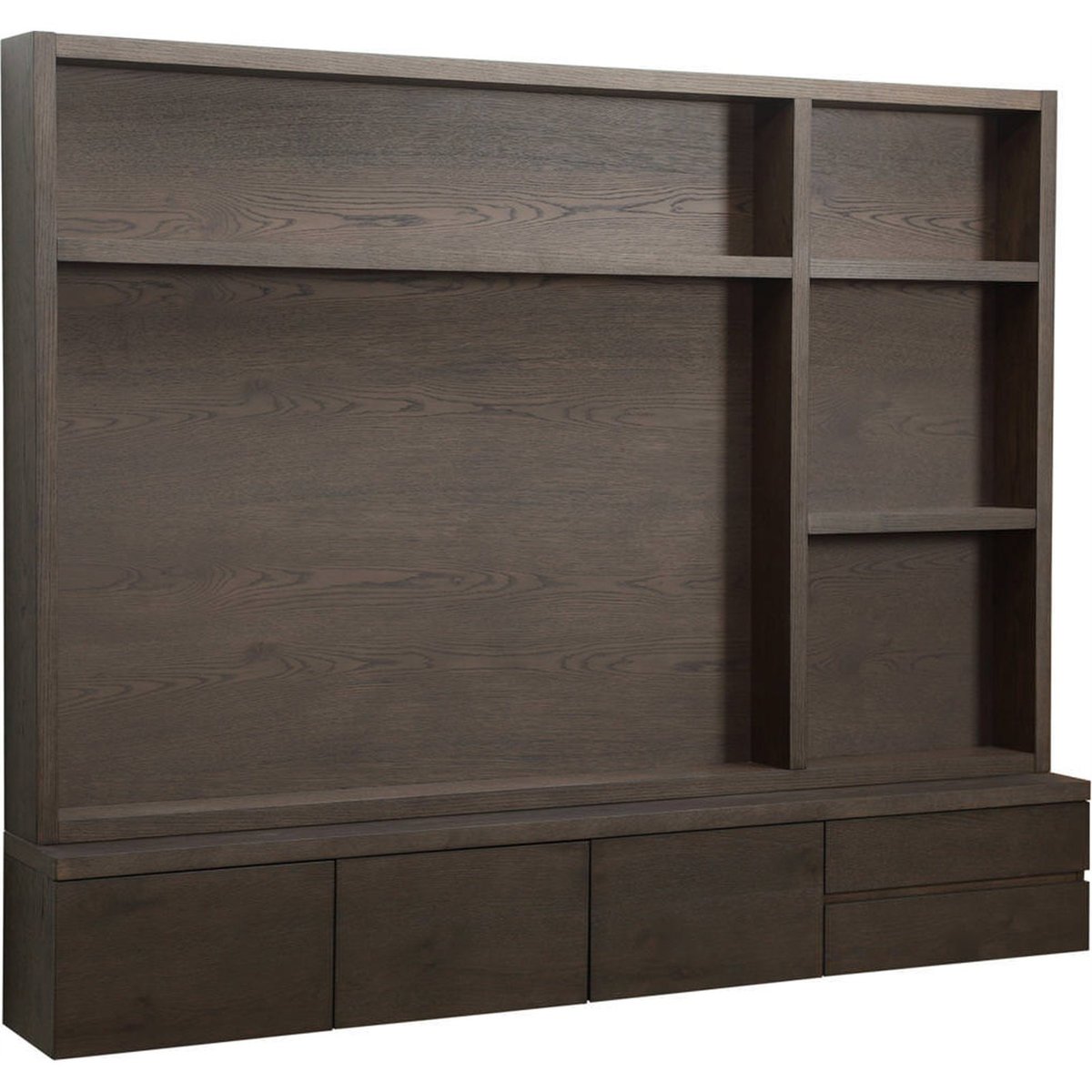 Meuble tv en bois 3 portes 2 tiroirs marron, RECOLLECTION