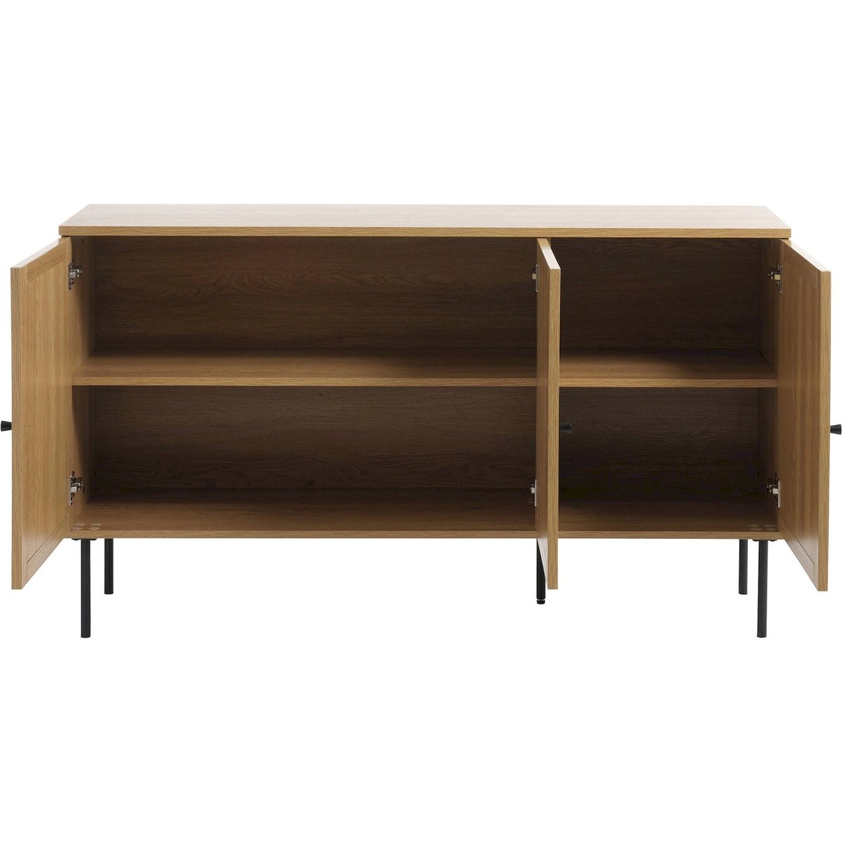 Buffet 3 portes effet cannage MOGEST beige et noir, RECOLLECTION