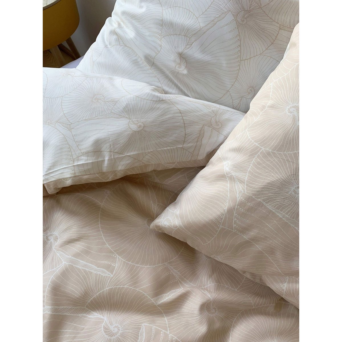 Parure housse de couette 100% coton lyocell 57fils-plage revers. beige, C DESIGN HOME TEXTILE