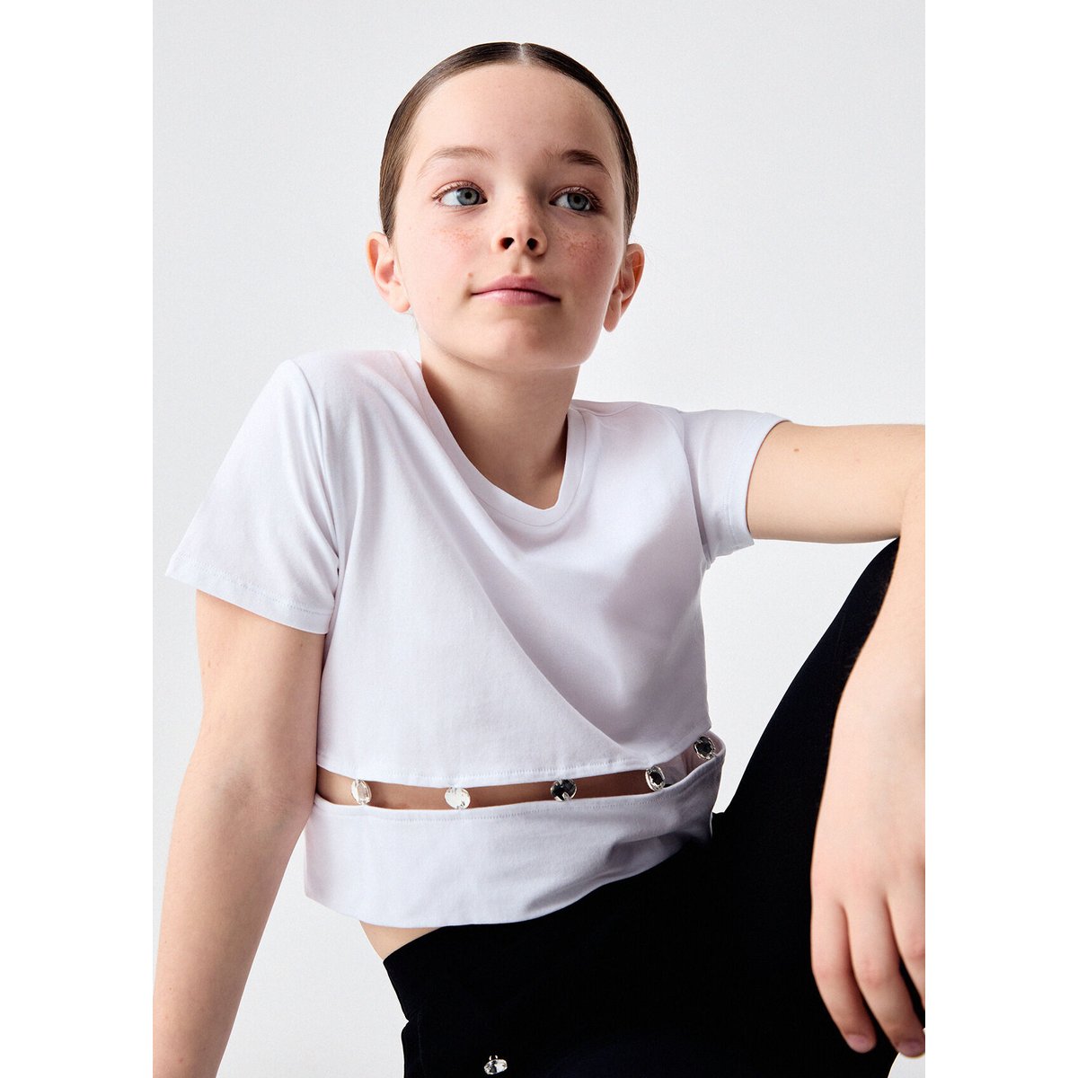 T-shirt orné de pierres blanc, LIU JO