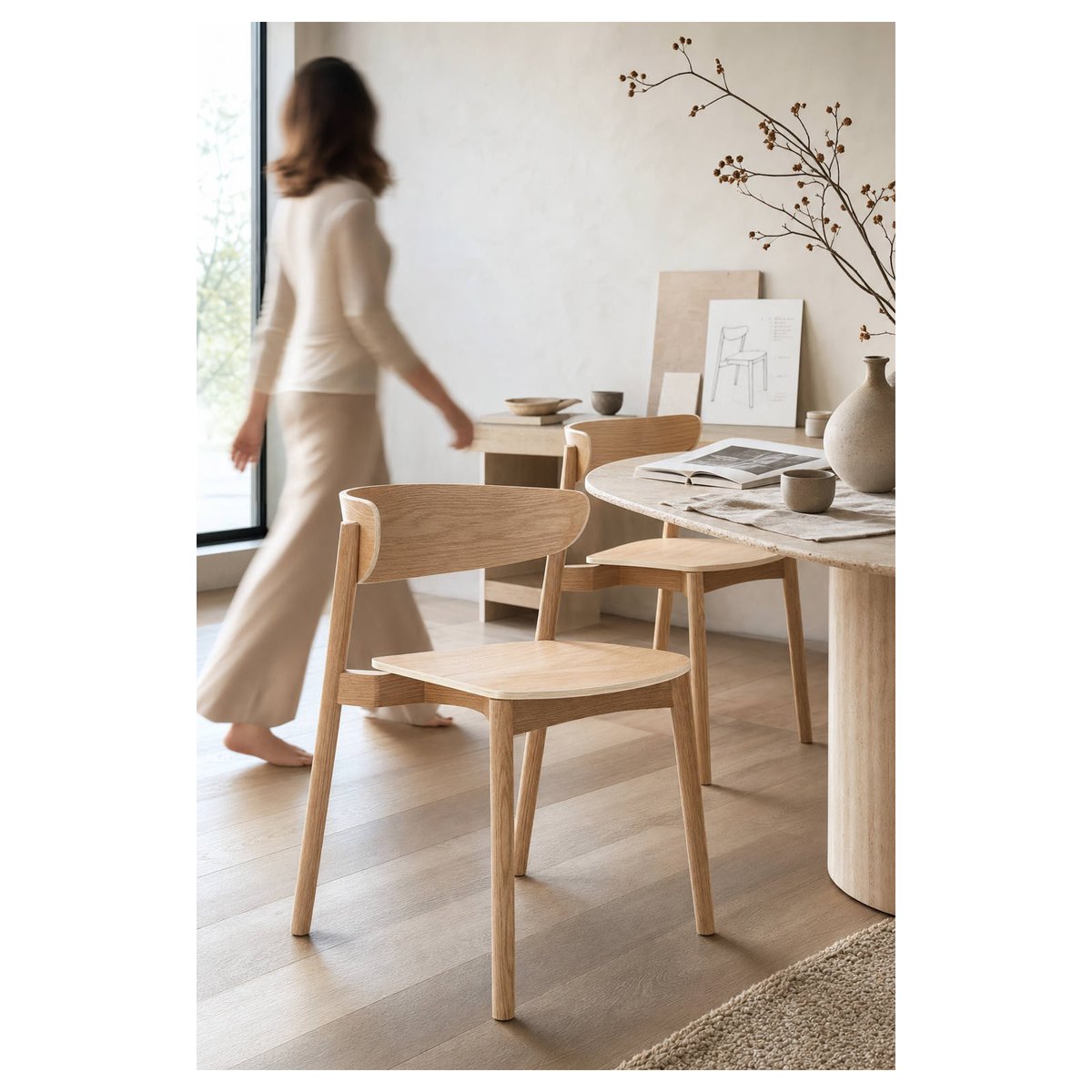 Chaise en frêne au design scandinave naturel, RECOLLECTION