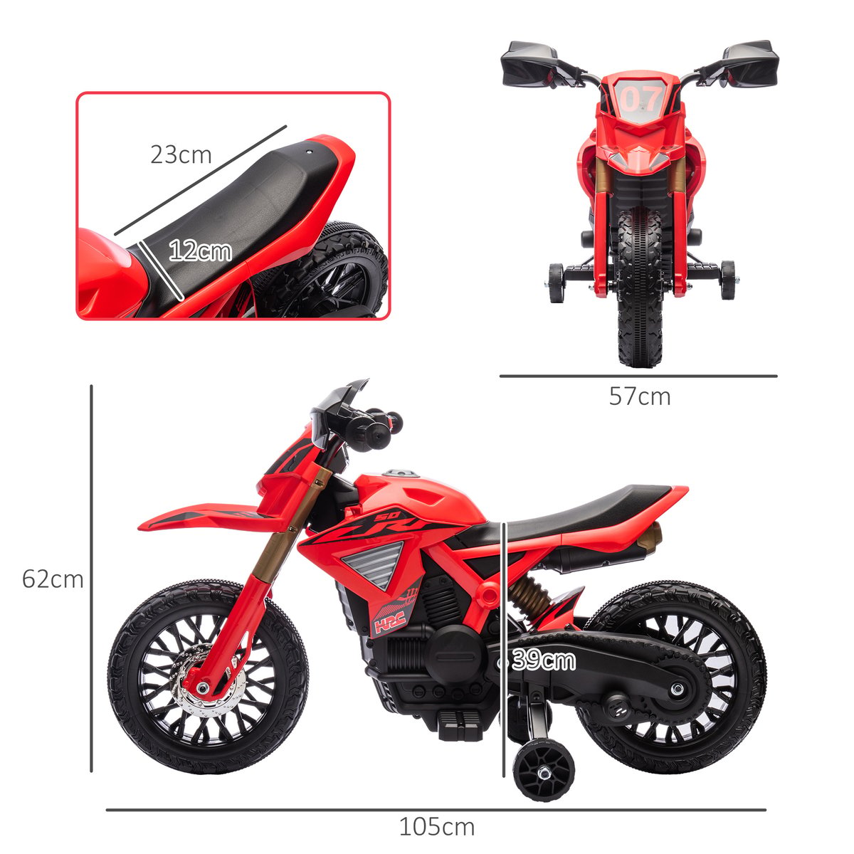 Moto électrique à conducteur assis Plastique rouge, AIYAPLAY