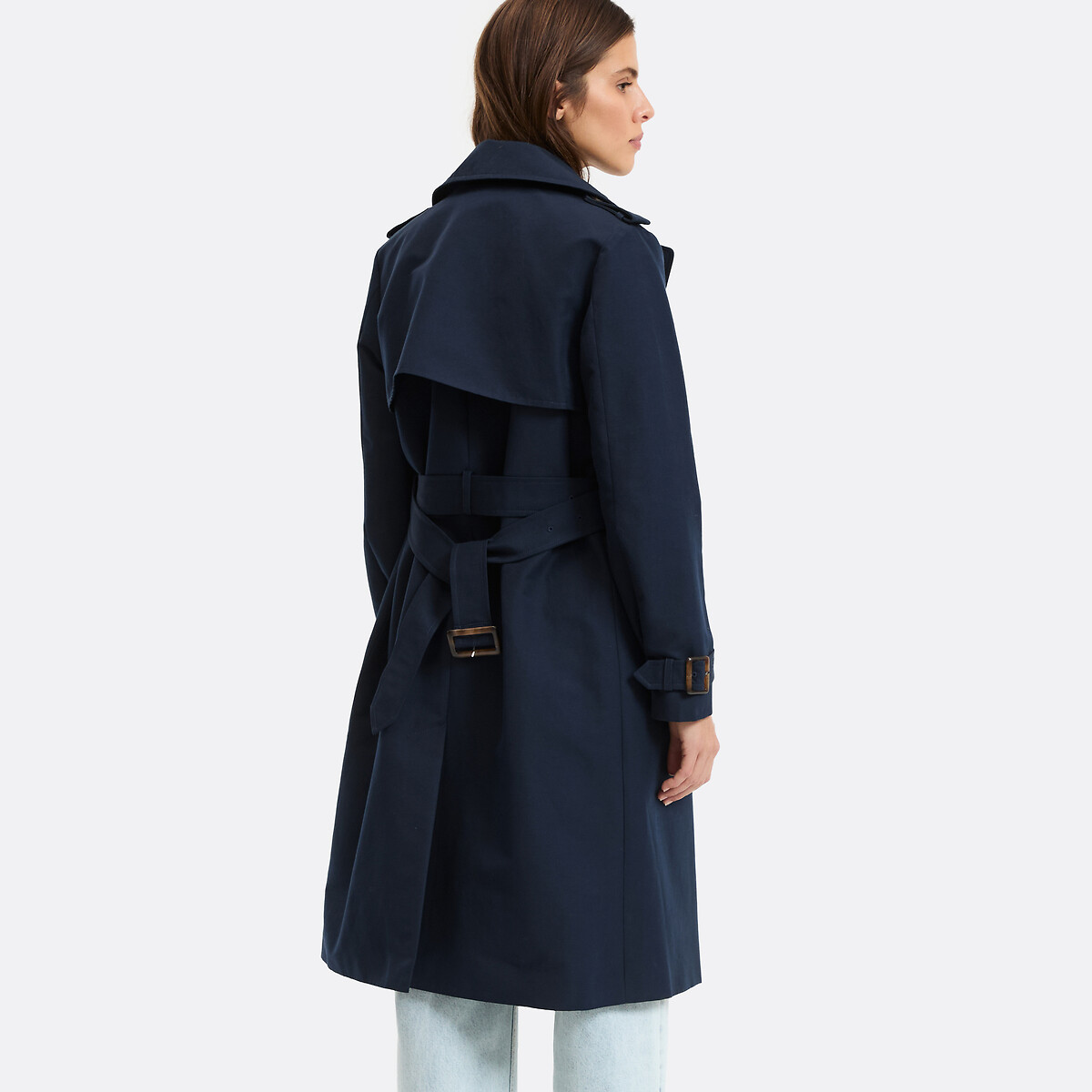 Double-Breasted Trench Coat navy blue, LA REDOUTE COLLECTIONS