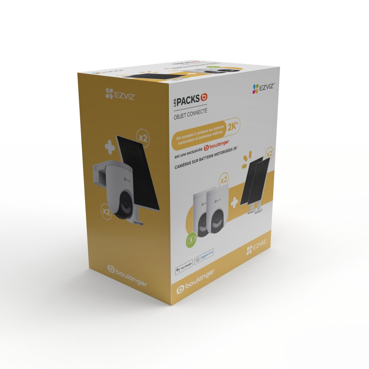 Pack sécurité 2 cam. HB8 Lite+ Panneau Solaire couleur unique, EZVIZ