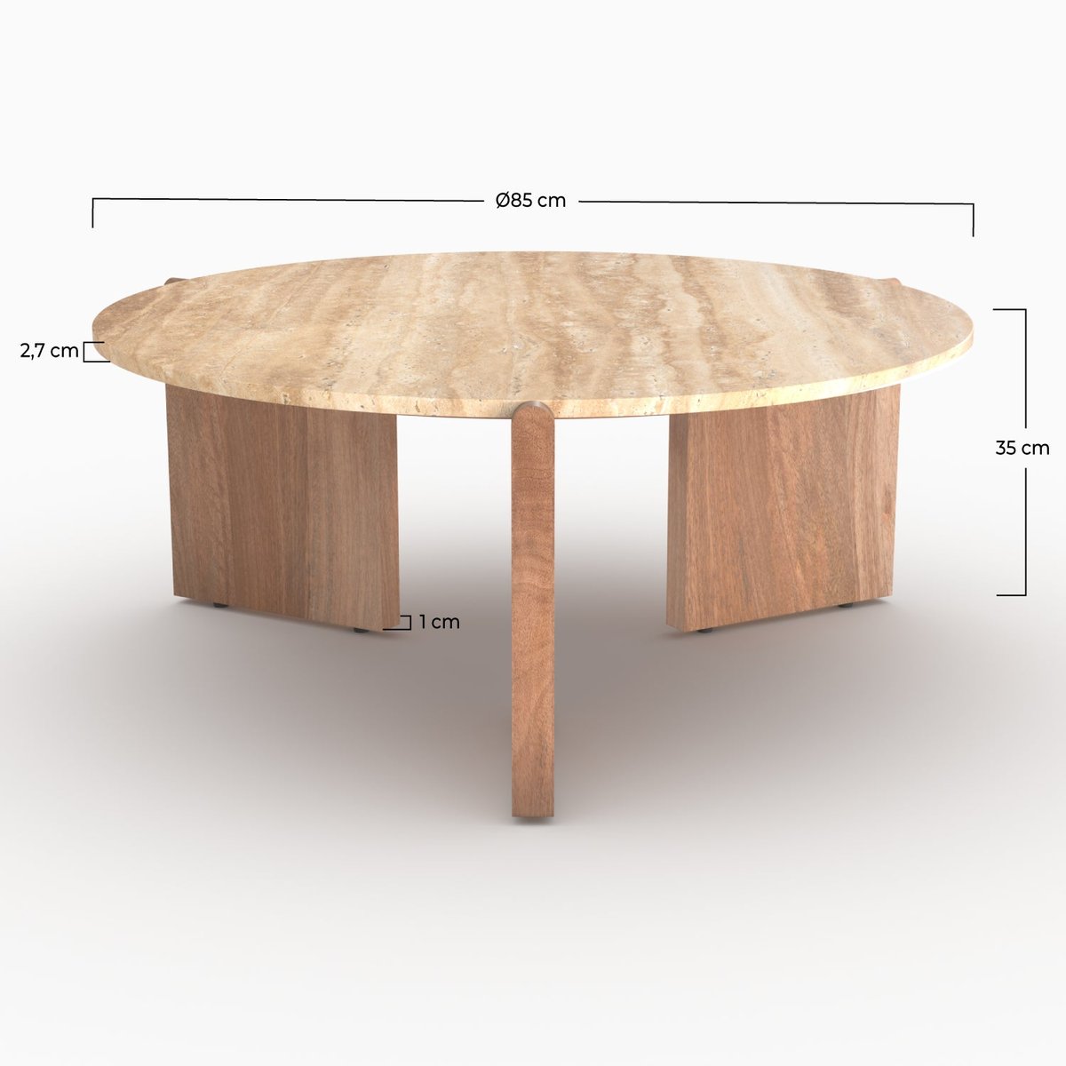 Table basse en travertin D85 cm - SIERRA marron, MAISON PAVANE