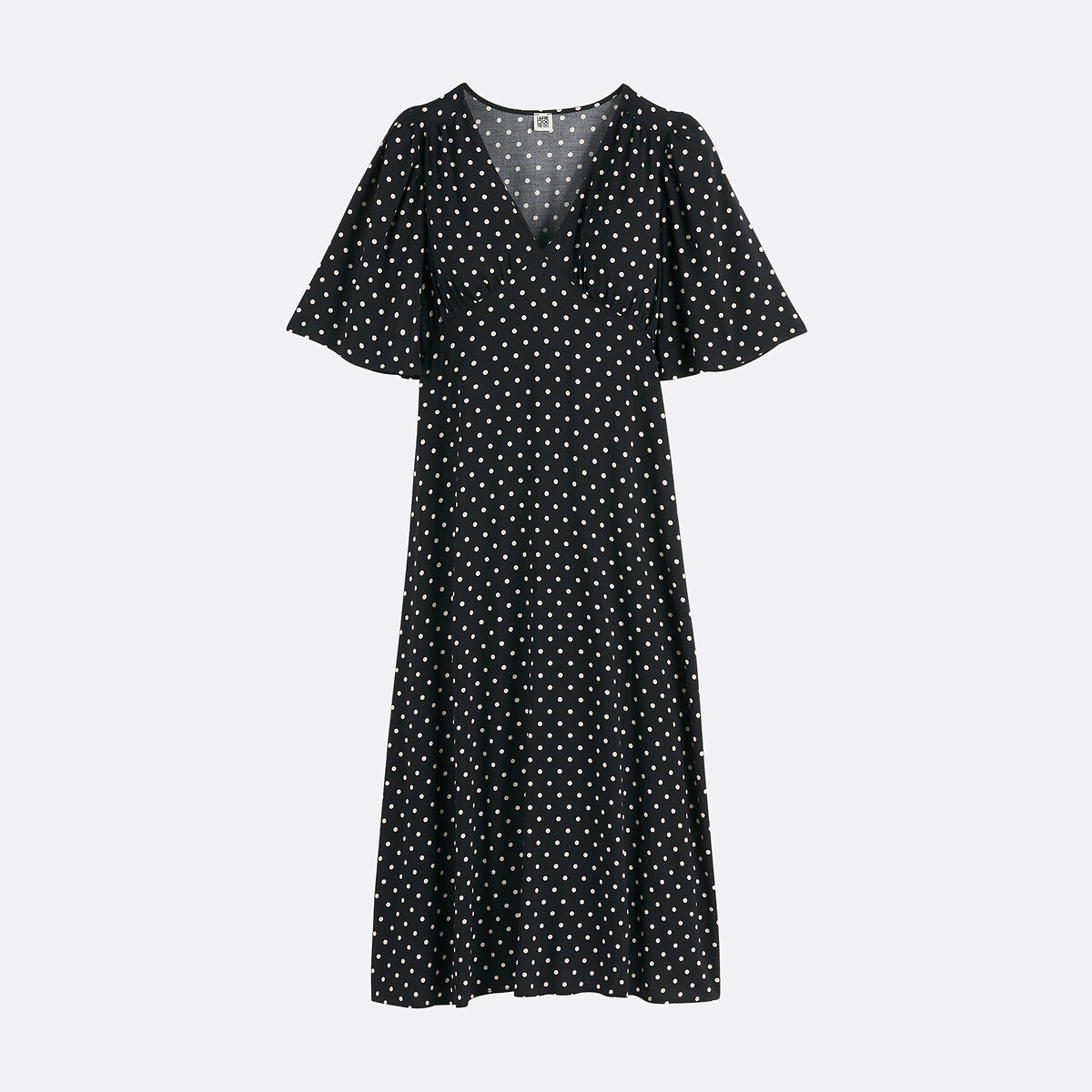 Robe évasée, imprimé à pois, longue, manches courtes imprimé pois, LA REDOUTE COLLECTIONS