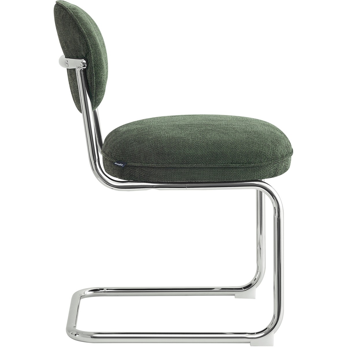 Lot de 2 chaises de salle à manger chromées en tissu chenille - LOU vert, HOMIFAB