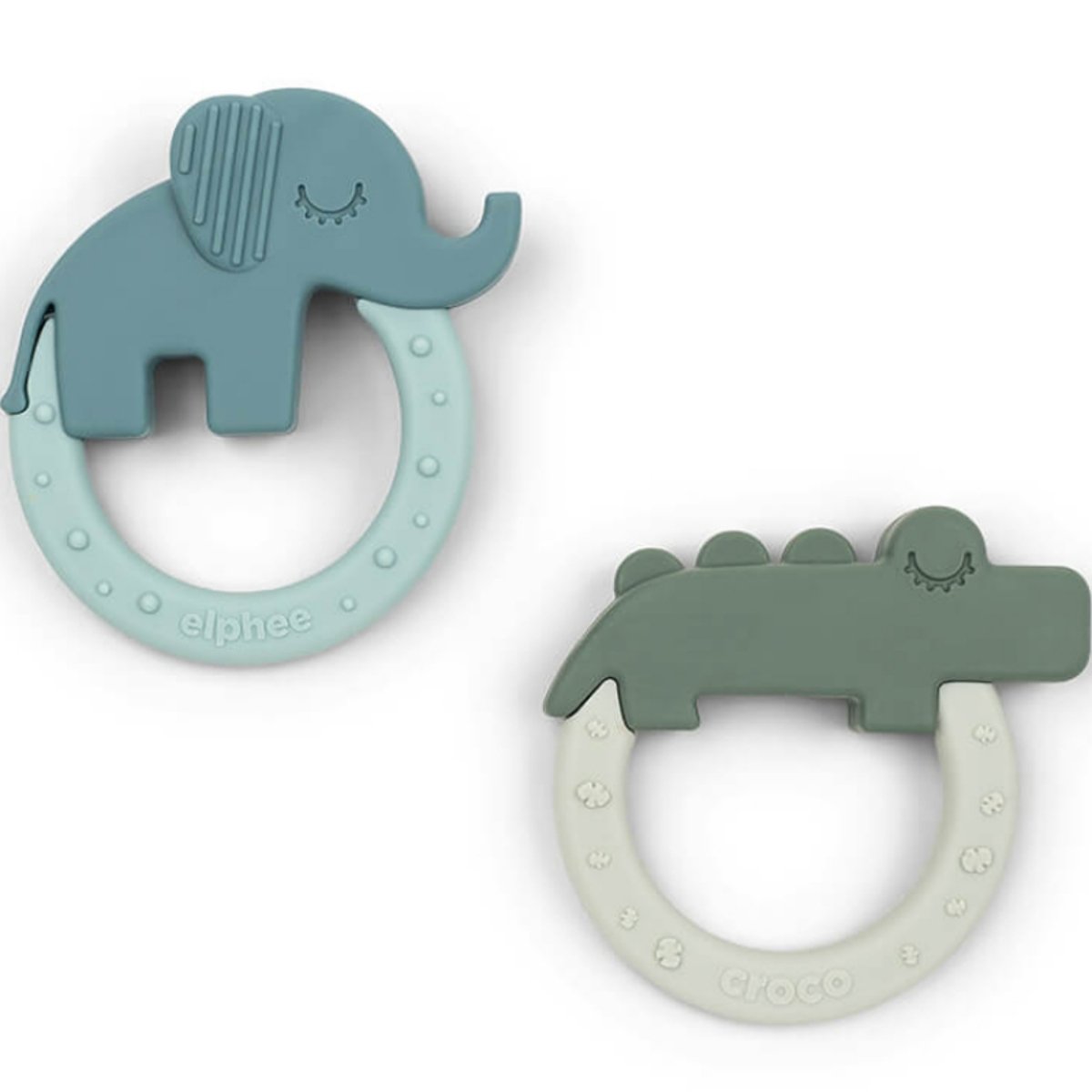 Lot de 2 anneaux de dentition vert, bleu, DONE BY DEER