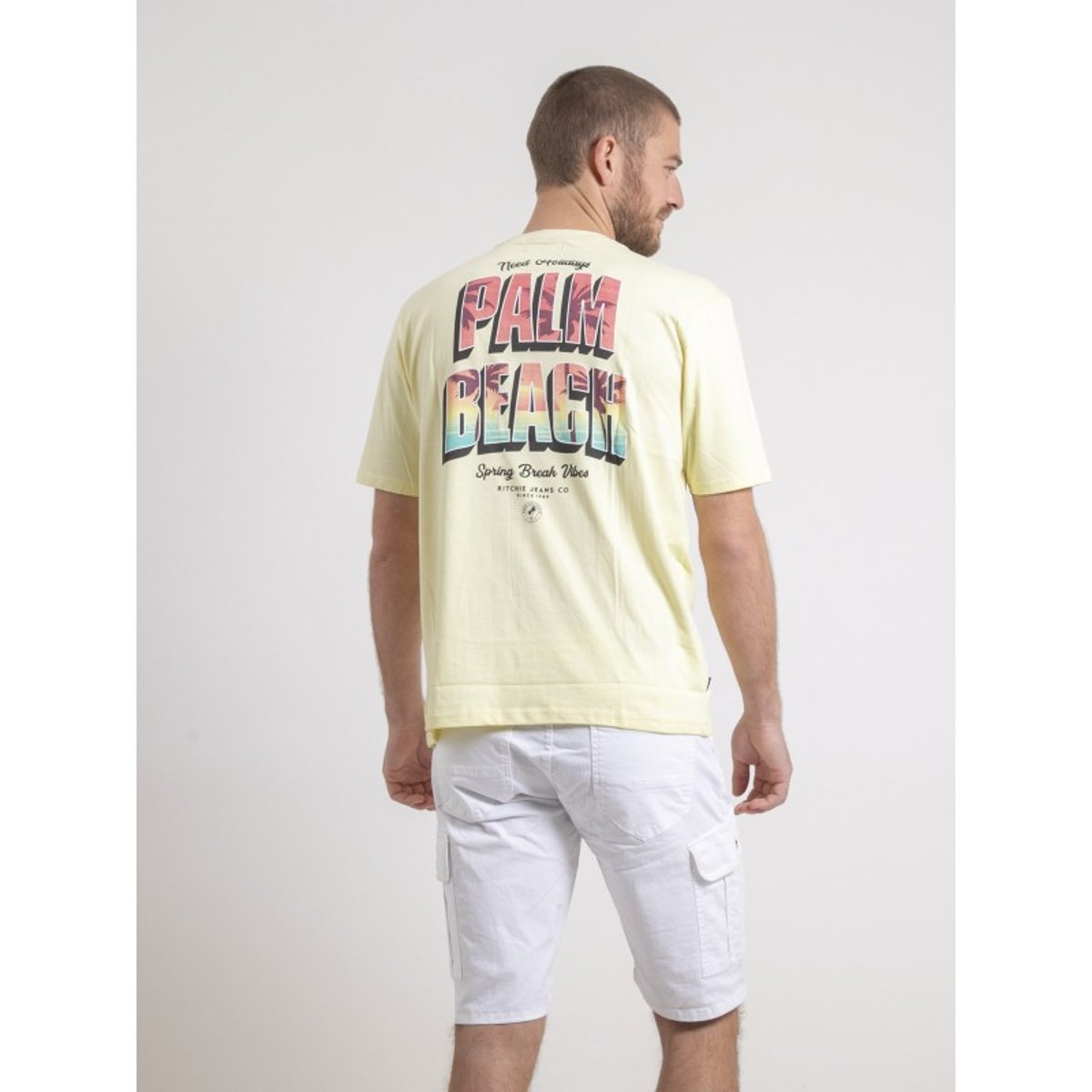 T-shirt Col Rond Oversize Pur Coton Nahamas jaune, RITCHIE