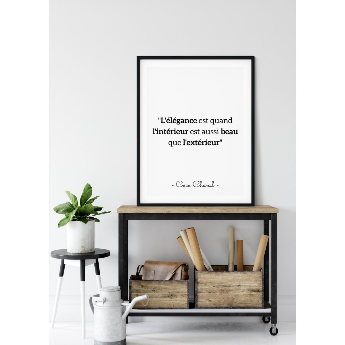 Affiche Coco Chanel : 'L'élégance est quand...' blanc, L'AFFICHERIE