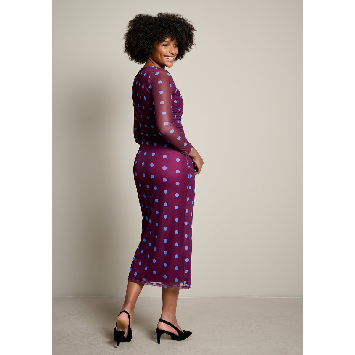 Robe courte à carreaux aubergine, LOLALIZA