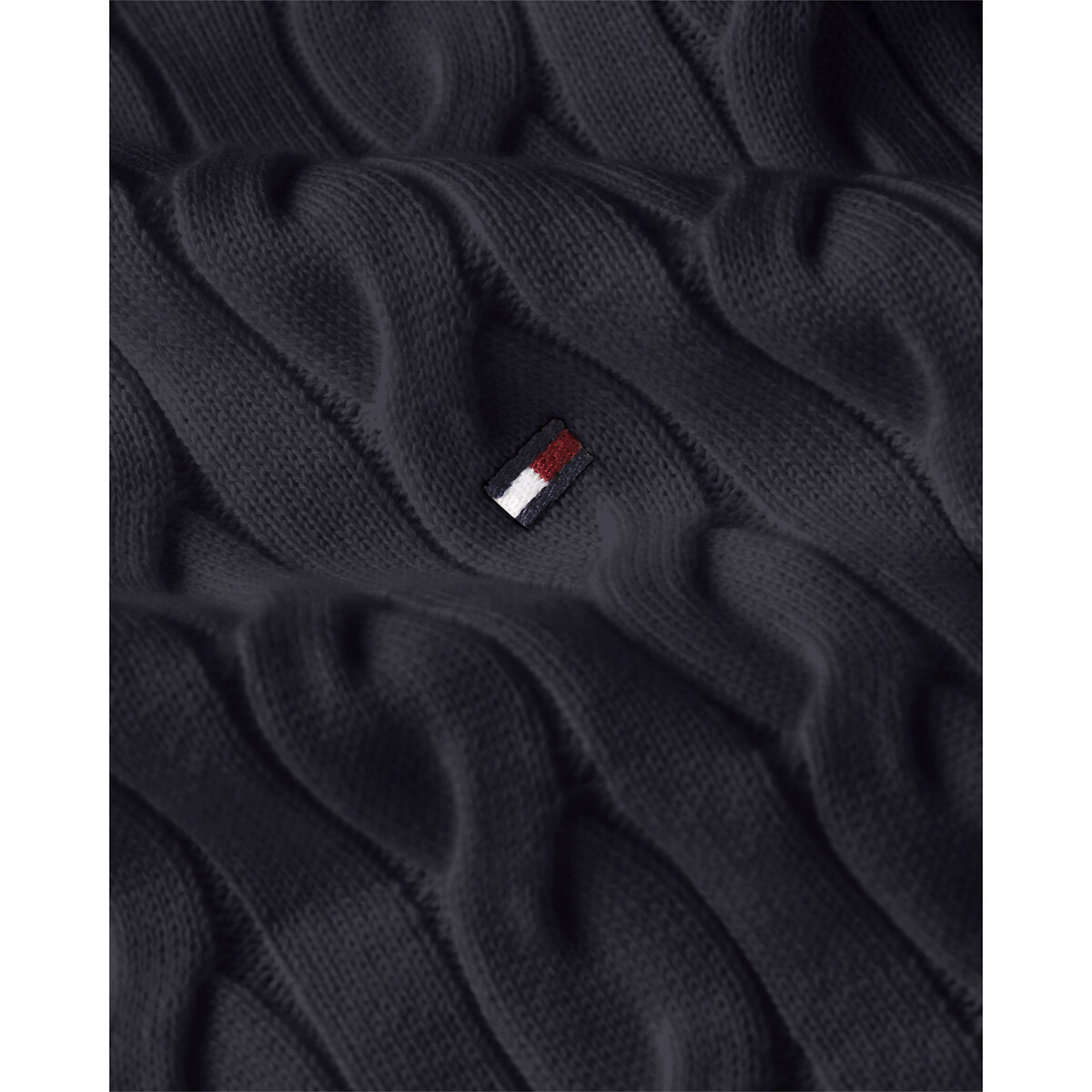 Maglione girocollo maglia strutturata blu marino, TOMMY HILFIGER