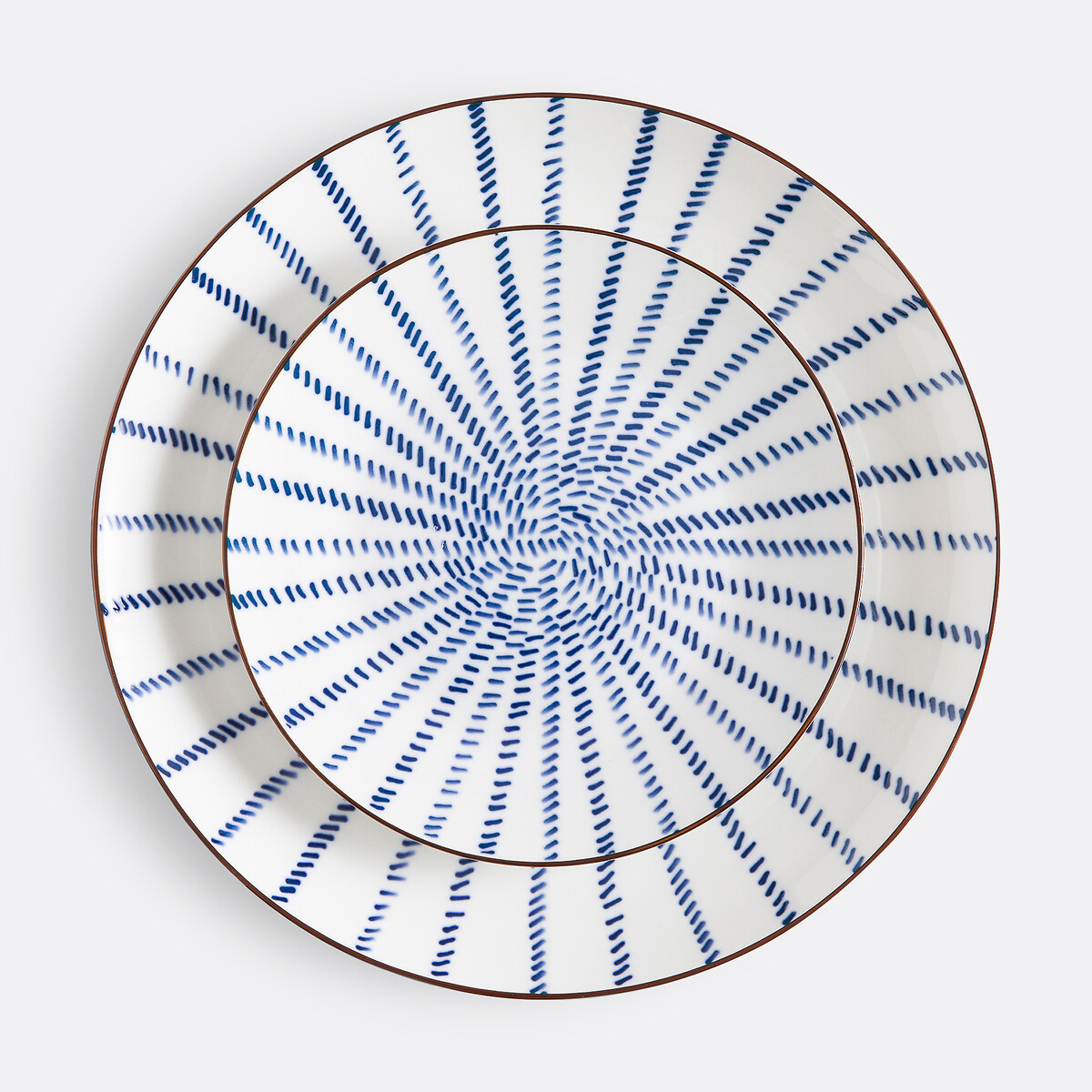 Lot de 4 assiettes à dessert motif rayons, Bowlia bleu/blanc, LA REDOUTE INTERIEURS