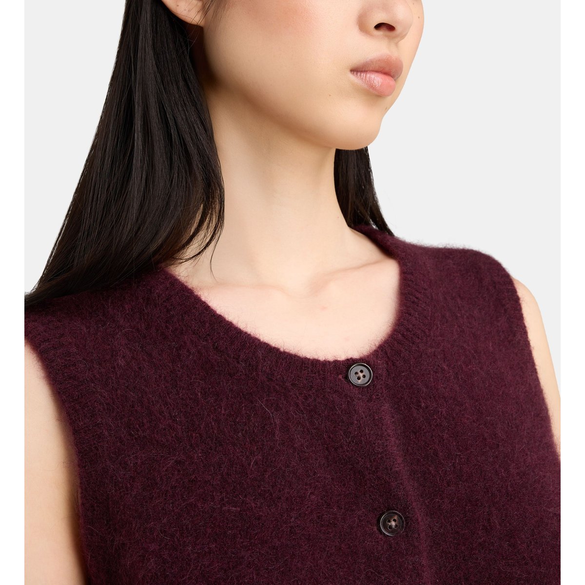 Gilet sans manches okamille maille longue soyeuse bordeaux, JODHPUR