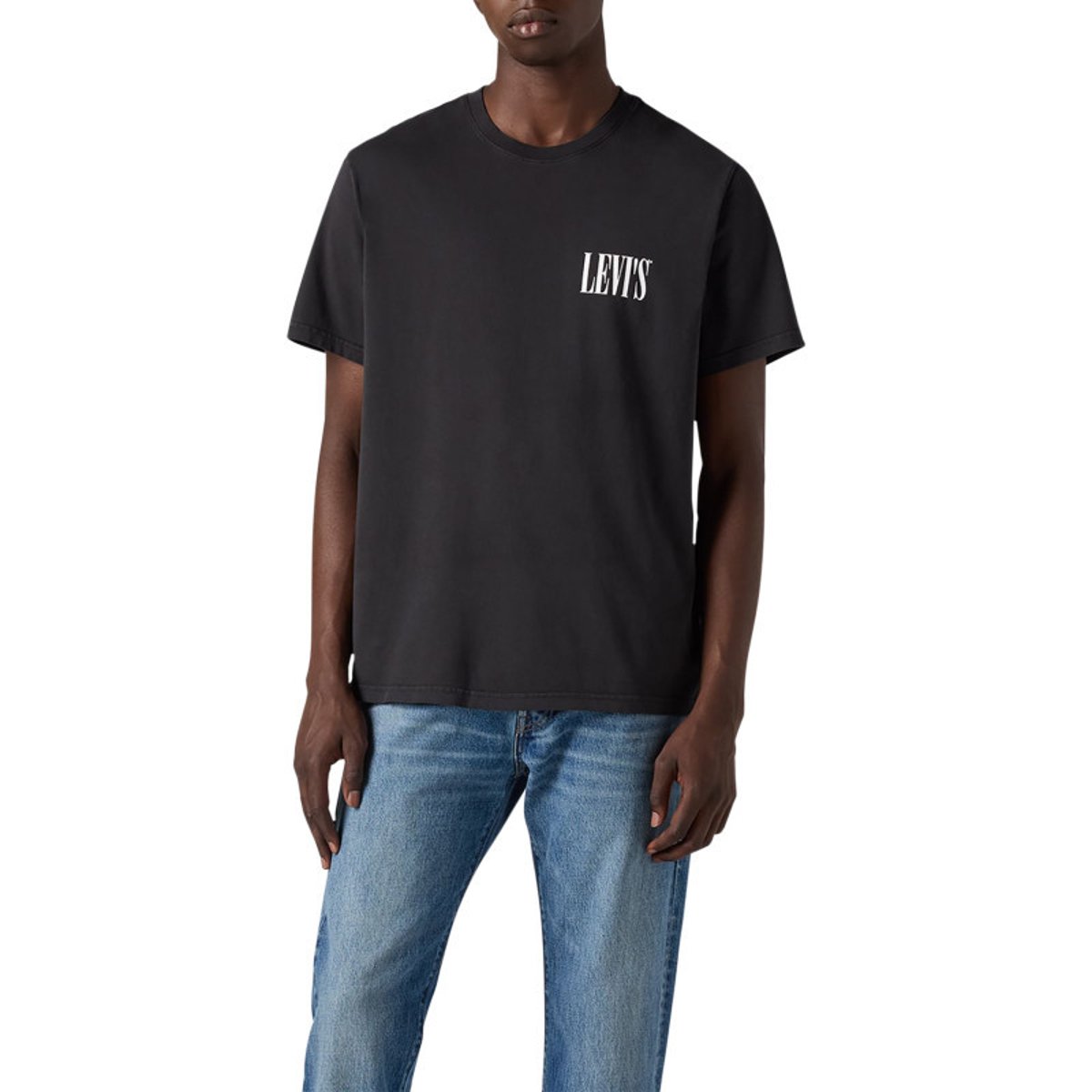 T-shirt en coton noir uni à coupe légèrement oversize avec le nom de la marque noir, LEVI'S