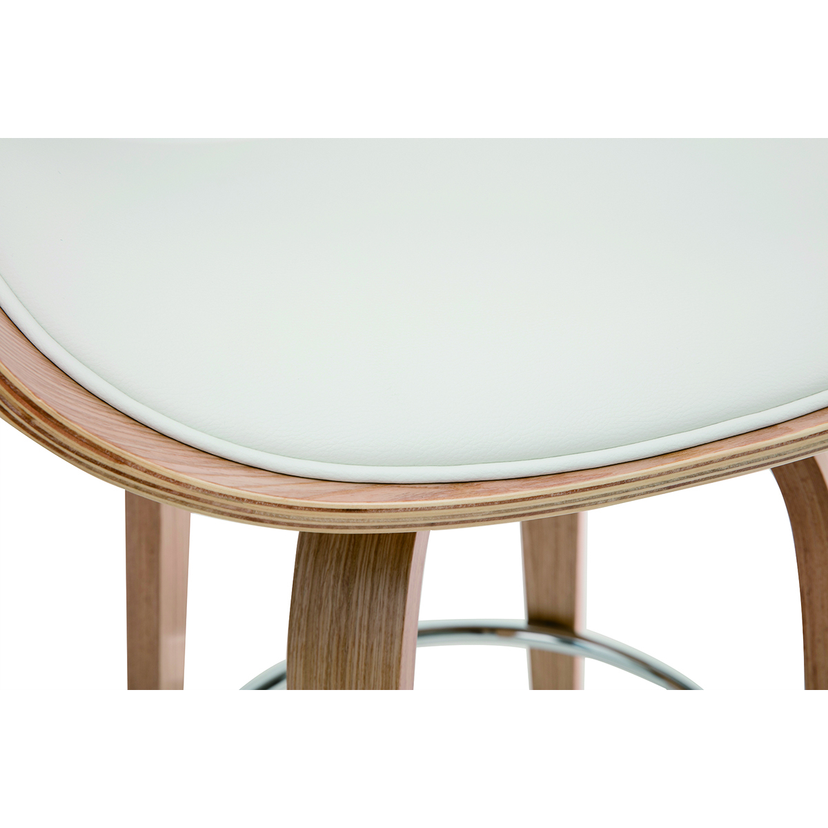 Tabouret de bar pivotant en tissu effet velours texturé beige et bois clair H69 cm BENT blanc, MILIBOO