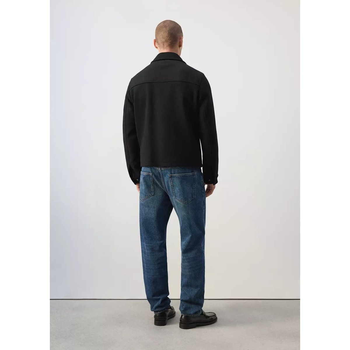 Veste en mélange de laine à poches noir, MANGO MAN