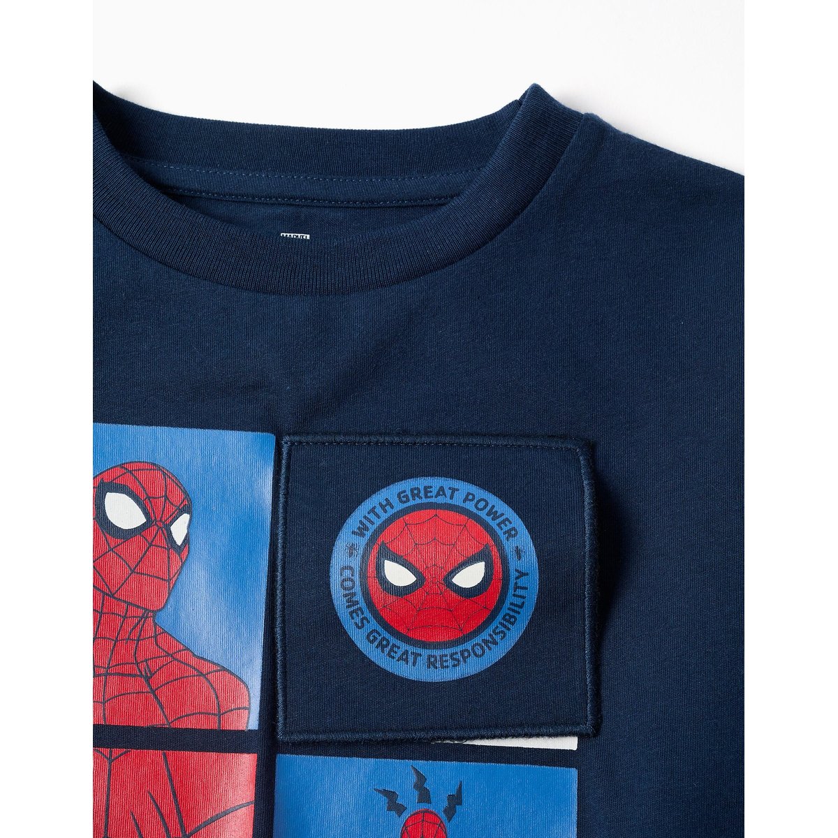 T-shirt en coton à manches longues et imprimé Spider-Man bleu foncé, ZIPPY