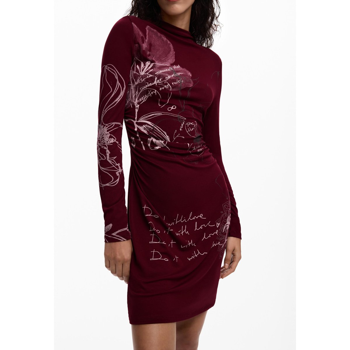 Robe à manches longues imprimée rouge, DESIGUAL