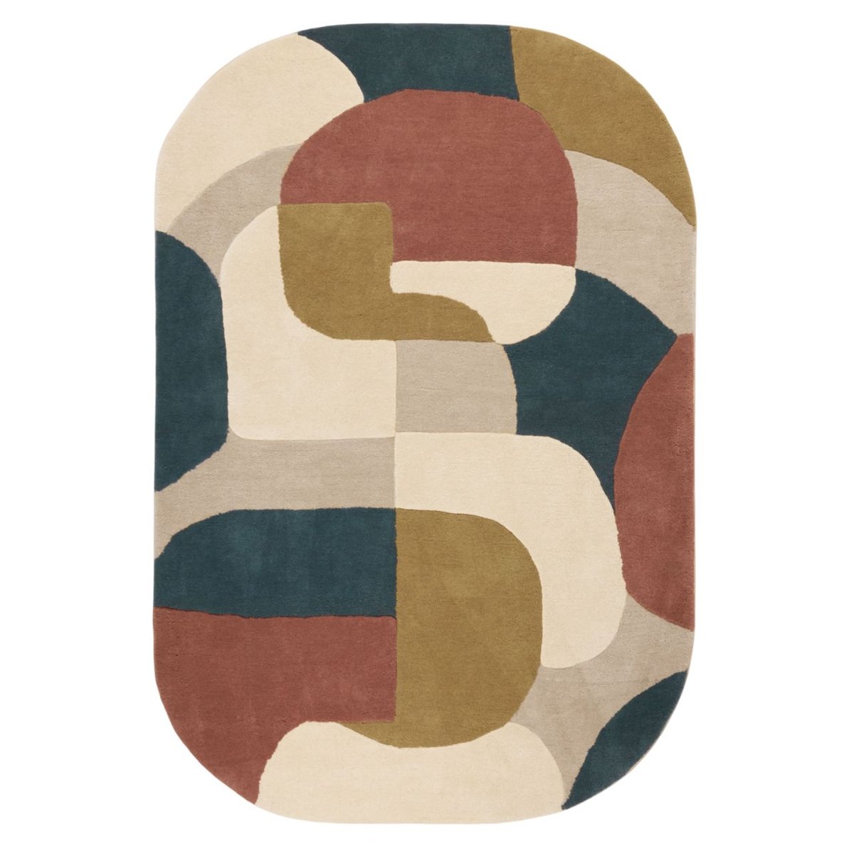 Tapis De Sol en Laine à motifs graphiques ANDREÏ naturel et multicolore, MADURA