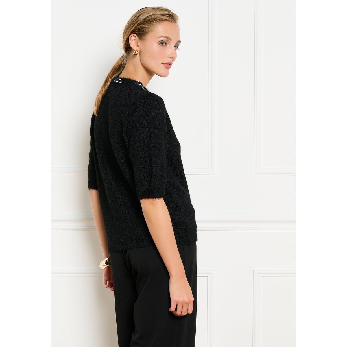 Pull à foulard intégré noir, LOLALIZA