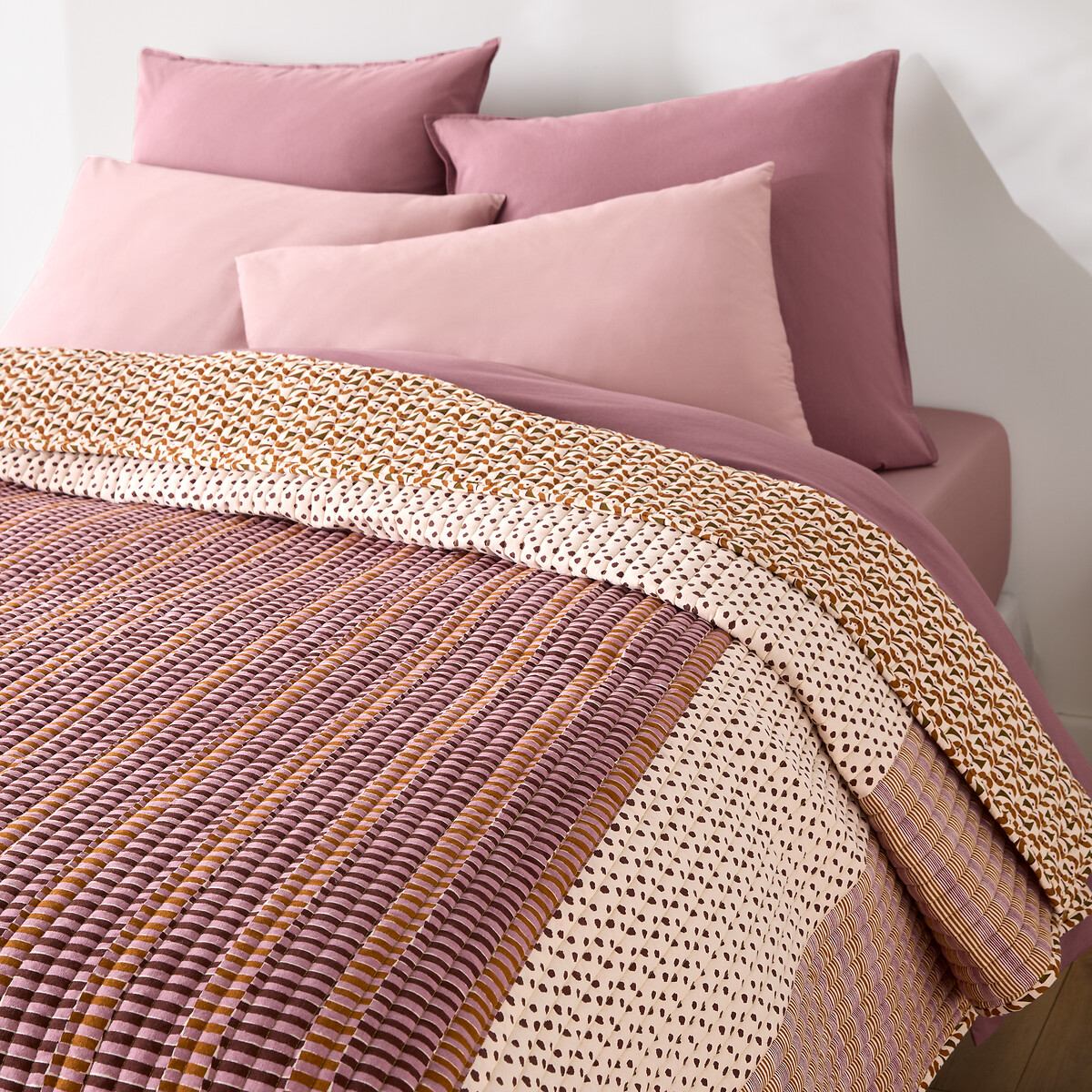 Couvre-lit matelassé imprimé patchwork coton lavé, NAHRO imprimé, LA REDOUTE INTERIEURS
