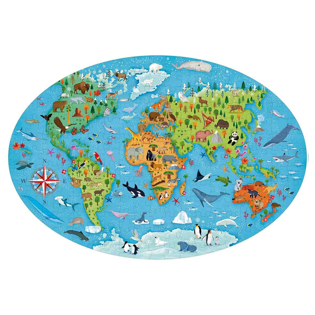 Puzzle & Livre - Voyagez, découvrez, explorez, Les espèces menacées vert, SASSI