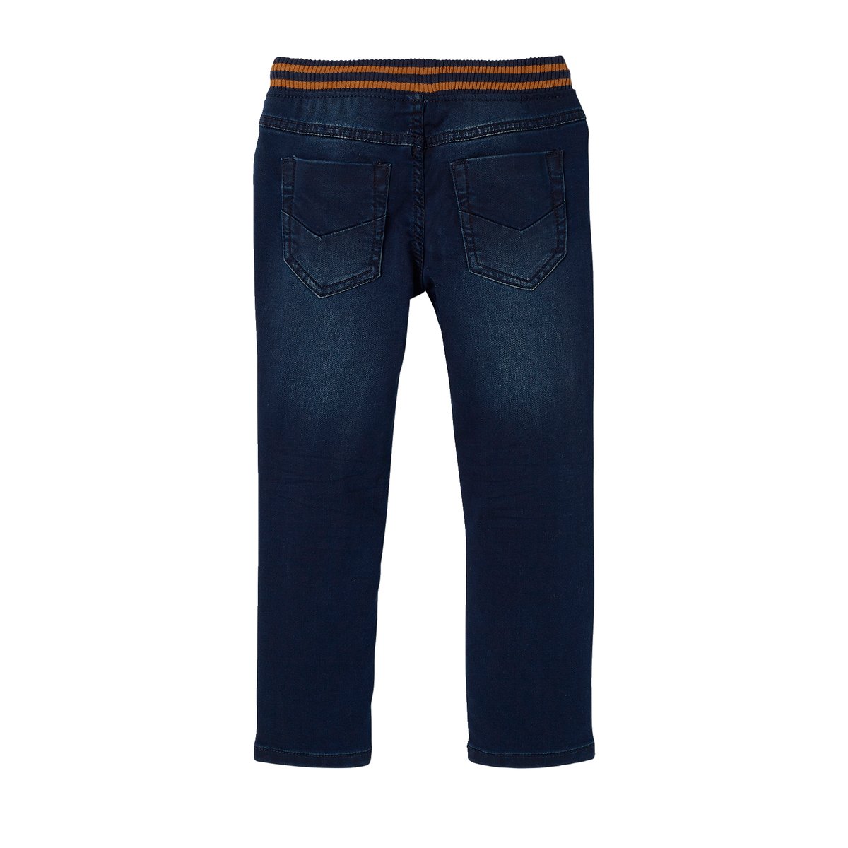 Pantalon droit en molleton effet denim brut fonce, VERTBAUDET