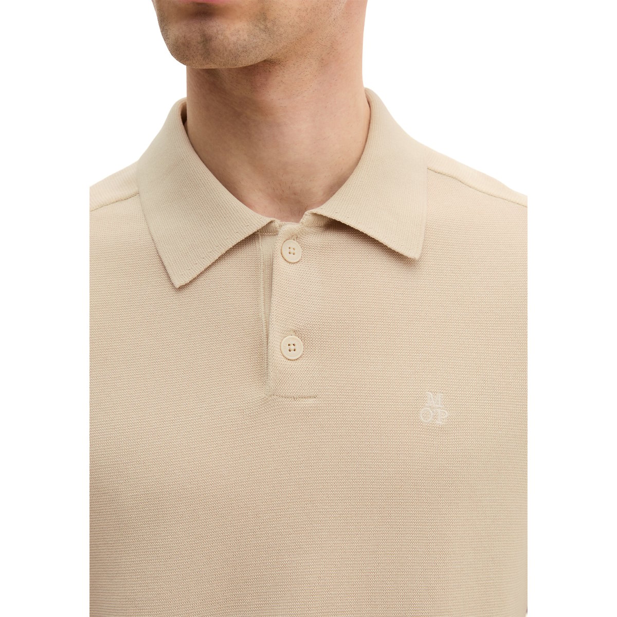 Polo en tricot régulier en coton biologique certifié beige, MARC O'POLO