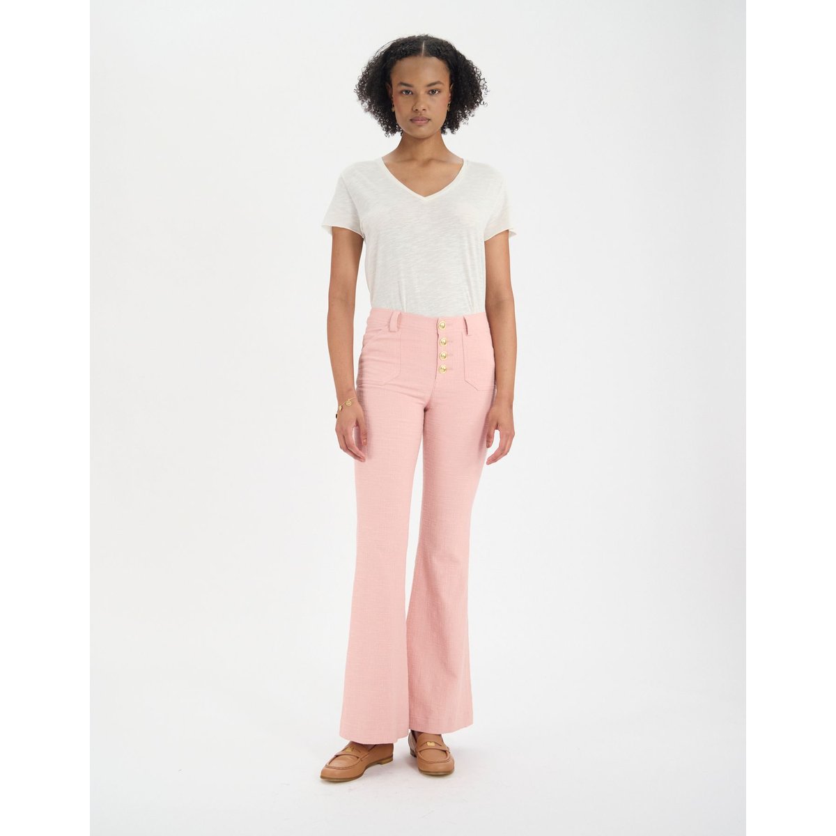 Pantalon Charlotte en coton rose pink, INES DE LA FRESSANGE PARIS