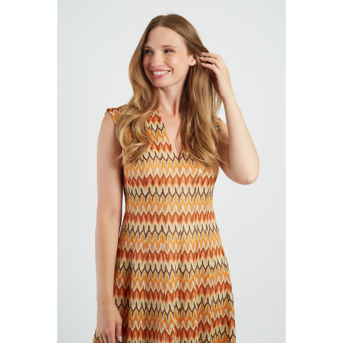Robe midi en maille FANCHETTE orange, DERHY