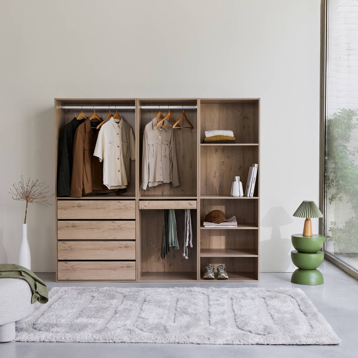 Kit dressing modulable décor bois 3 éléments MODULO blanc, SWEEEK