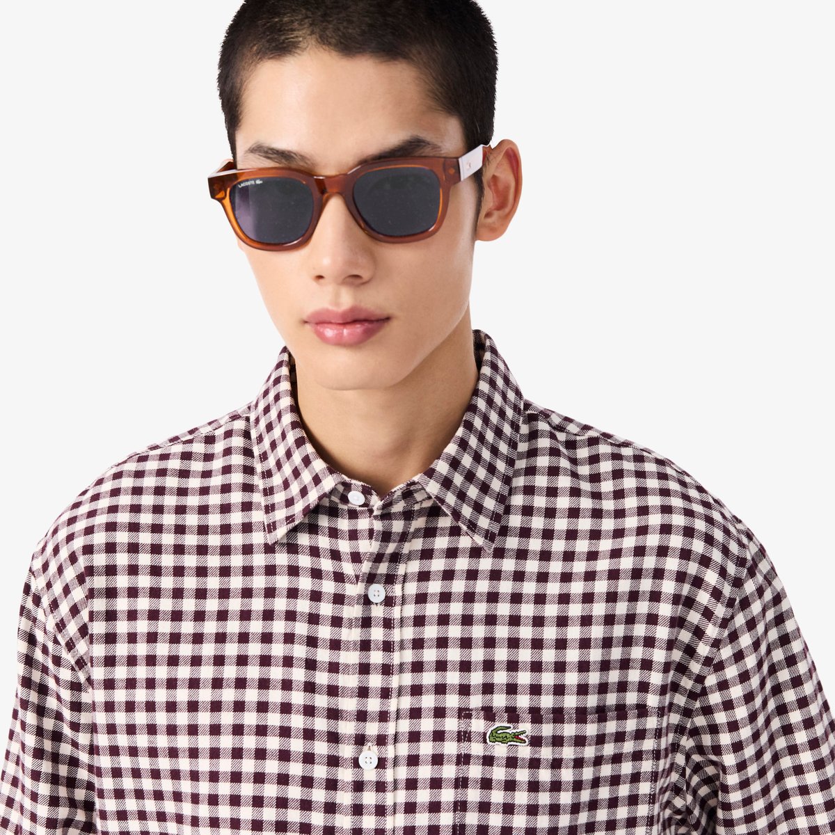 Chemise flanelle à carreaux regular fit beige-dcme, LACOSTE