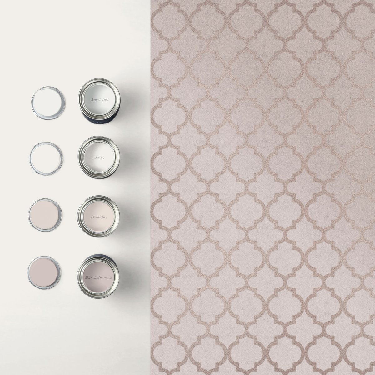 Papier peint quadrillage Trelliage nacré rose satiné, GRAHAM ET BROWN