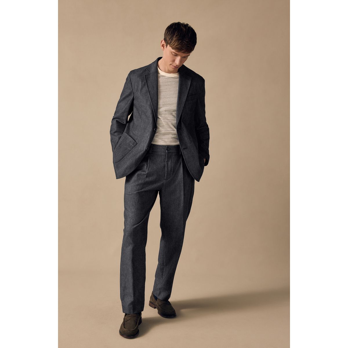 Pantalon de costume décontracté en denim bleu, NEXT