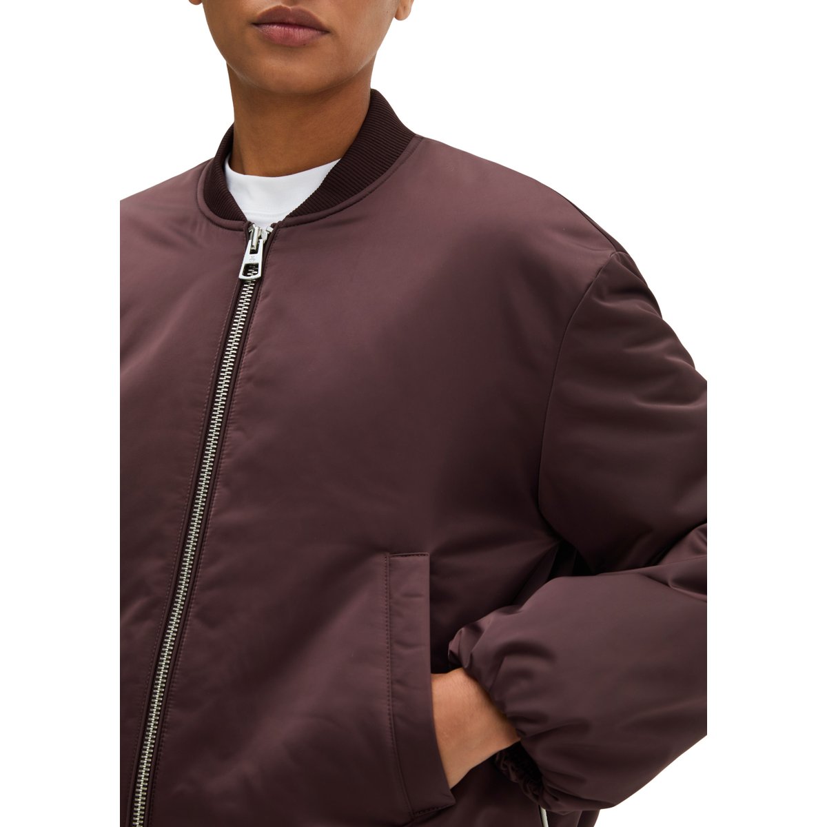 Blouson style aviateur regular cropped en polyester recyclé rouge, MARC O'POLO
